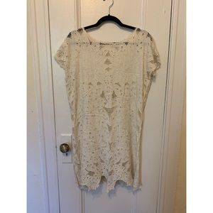 Cream Appliqué Mini Dress